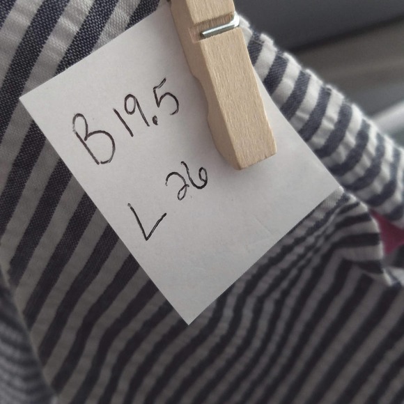 NEW NWT Simply Southern Blue Gray Seersucker Stripe Peplum Blouse Size XL - Picture 8 of 8